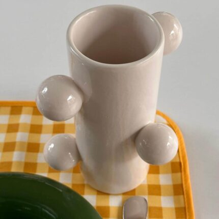 Ponpon vazo- Kar beyaz